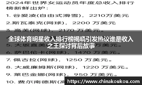 全球体育明星收入排行榜揭晓引发热议谁是收入之王探讨背后故事